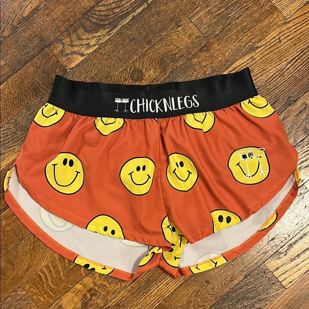 CHICKNLEGS athletic shorts smiley faces!